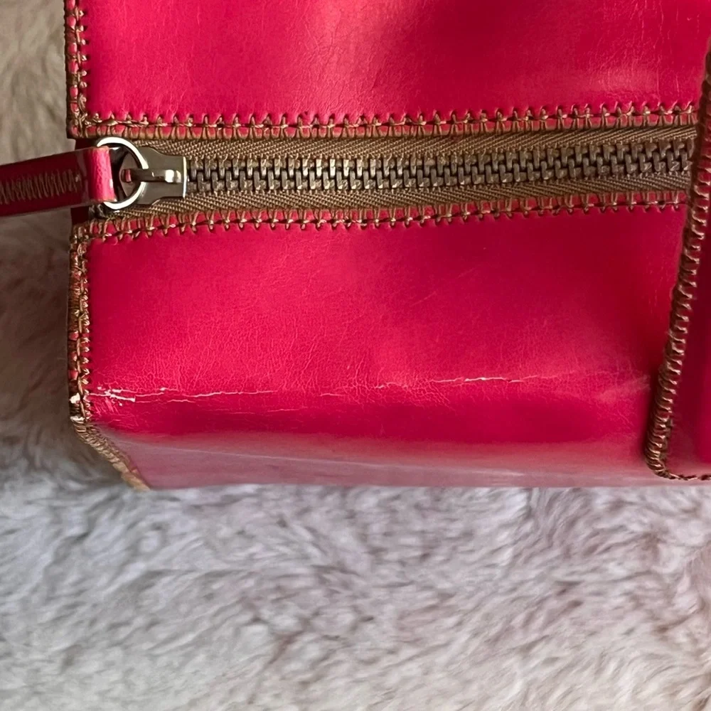 Bright Pink Vegan Leather Handbag with Top Handle